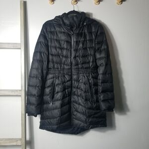 LANDS END WOMEN'S LONG BLACK PUFFER COAT SIZE SMALL